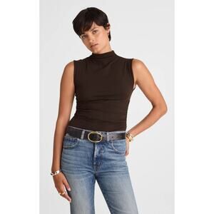 Madewell | NWT Ruched Mockneck Tank Molasses Brown Sleeveless Top | Sz M